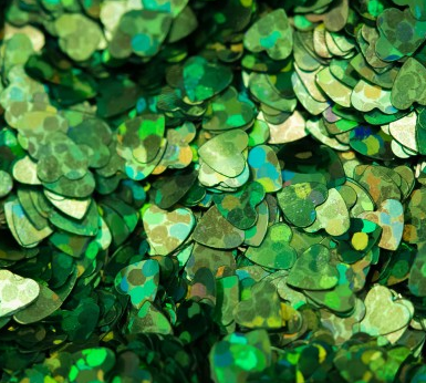 RAINBOW GREEN HEART FLAKE