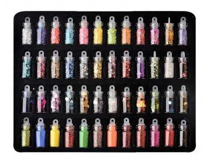 48 flesjes glittervlokkendoos